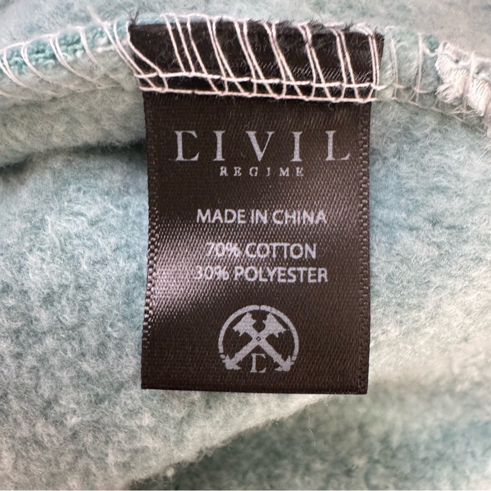 Civil Regime Aqua Marble Roses Pullover Hoodie, Drawcord, Men’s XL - Picture 5 of 8